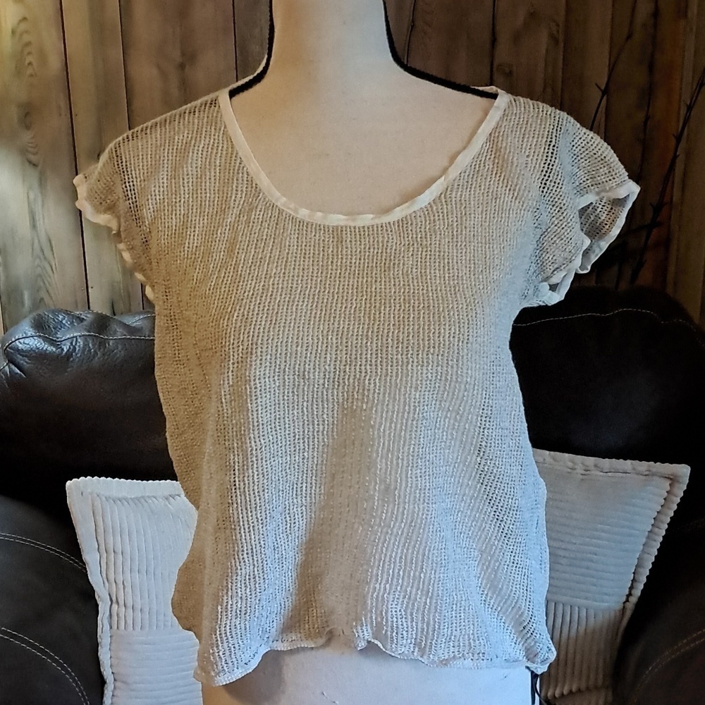 Ralph Lauren Women Black Label Beige Sleeveless Linen/Silk Blend Loose Knit M